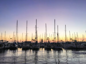 Boats in Ala Wai Harbo in Honolulu, Hawaii