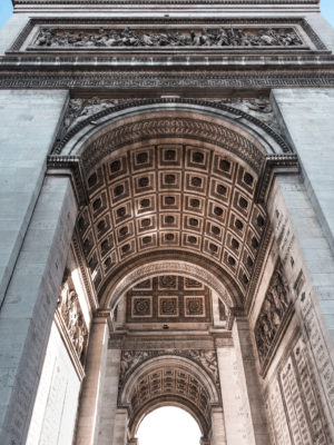 Under the Arc de Triomphe in Paris, France