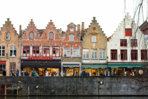 Decorated buildings in Bruges, Belgium